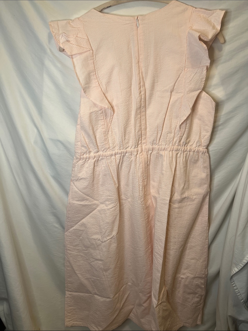 Hope & Henry Blush Pink Midi Dress with Ruffle Shoulders - Picture 8 of 13